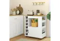 HOMCOM Küchenwagen Küchenwagen mit Schrank, Arbeitsplatte, Ablagen, Weinregalen, (Rollwagen mit Soft-Close-Scharnieren, 1 St., Kücheninsel), für Büro, 83x40x83cm, Eiche