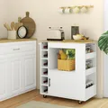 Küchenwagen Servierwagen mit Schrank, Arbeitsplatte, Ablagen, Refurbished