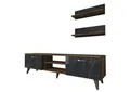 moebel17 Vitrine Wohnwand Ayden Walnuss Dunkelgrau (Marmor optik)