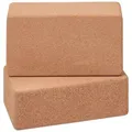 Relaxdays Kork Yogablock 2er Set Hellbraun