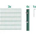 Metallzaun Grund-Set Doppelstabmatte verz. Grün beschichtet 3 x 2 m x 1,6 m