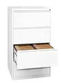 Lüllmann Büro Hängeregistratur weiß komplett montiert 132x76x62cm (HxBxT) Hängeregisterschrank für DIN A4 Hängemappen mit 4 Schüben doppelbahnig 561427 Weiss