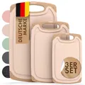 Blumtal Schneidebrett Set mit 3 Größen (S/M/L) - Schneidebrett Kunststoff groß + Saftrillen & Griff - Cutting Board - Schneidbrett BPA frei und robust - Küchenbrett Beige