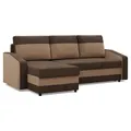 Mebligo - Ecksofa mit Schlaffunktion und Bettkasten Orion, Eckcouch Universelle Seite, Sofa L Form (BxTxH) 231 x 140 x 85 cm, Couch Wohnzimmer, Ecke Sofa, Dunkelbraun + Braun (Mikro 20 + Mikro 48)