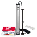 T.I.P. Tiefbrunnenpumpe Edelstahl 5.400l/h sandresistent Brunnen ab Ø10cm integriertes Rückschlagventil 5,3 bar Energiesparend, BigWell 90-53 AUT, 30084
