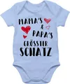 Shirtracer Baby Body Junge Mädchen - Sprüche - Mamas und Papas größter Schatz - 1/3 Monate - Babyblau - geschenk für papa zur geburt babymode witzig spruch dad bodys babyparty geschenke