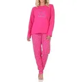 Normann Pyjama Normann Damen Pyjama Schlafanzug langarm mit süßem Teddy-Motiv rosa 44-46