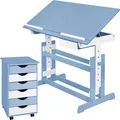 tectake® Schreibtisch und Rollcontainer mit 6 Schubladen pflegeleicht