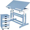 tectake Schreibtisch, Blau, Holz, Rechteckig, 55x94x109 cm, Arbeitszimmer, Schreibtische, Jugend- & Kinderschreibtische