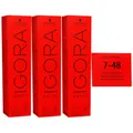 Schwarzkopf Igora Royal 3 x 60 ml 7-48 mittelblond beige rot Haarfarbe Cremefarb