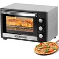 Steinborg Minibackofen 25 Liter | Pizzaofen | 3 in 1 Backofen | Umluft | Silber| 1600 W - Silber/Schwarz