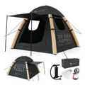 Juskys Campingzelt EasyFlow L - Dunkelgrau/Khaki, aufblasbares Zelt mit Luftpumpe und Zubehör, inkl. LED-Lampe