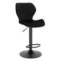 WOLTU Barhocker 1er Set höhenverstellbarer Hocker 60-82 cm 360° Drehstuhl mit Rückenlehne Fußstütze Barstuhl aus Samt Metall Stehhocker Schwarz BH324sz-1