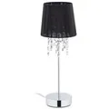 Relaxdays Kristall Tischlampe mit Organza-Schirm Schwarz,Silber