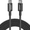Neu Nylon USB-C zu USB-C 100W Kabel (10 ft) Schwarz