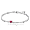 PANDORA 590041C02 Kettenarmband mit rot funkelndem Herz 16 cm Silber Schmuck