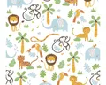 Vliestapete 38115-2 Little Love Dschungel-Tiere weiß blau gelb