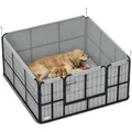 PawHut Wurfkiste für Welpen, Wurfbox Welpenlaufstall mit waschbarer Wurfunterlage, winddichtem Oxford-Gewebe, Tür, Hundelaufstall Welpenauslauf für mittelgroße große Hunde, 122 x 122 x 60 cm Schwarz