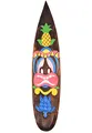 Interlifestyle Deko Surfboard aus Holz 100cm zum Aufhängen mit Tiki Motiv Surfer Deko Surfbrett Polynesien