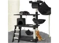 tectake® Kratzbaum, 141 cm, mit Katzenhaus, inklusive Treppe, Spielkordel und Kippschutz