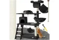 tectake Kratzbaum Katzenbaum Marcel 141 cm Diverse Farben - Schwarz, Vielseitig mit robusten Sisalstangen und Plüschoberfläche