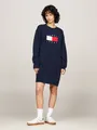 Tommy Jeans Curve Strickkleid TJW MLNGE FLAG SWEATER DRESS EXT in Großen Größen, mit Wollanteil & Elasthan, Logo-Flag, Dark Night Navy Melange