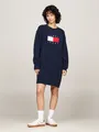 Strickkleid "TJW MLNGE FLAG SWEATER DRESS EXT", in Großen Größen, mit Wollanteil & Elasthan, Logo-Flag, Gr. XXXL (46) - N-Gr, Dark Night Navy Melange N-Gr