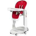 Peg Perego Tatamia Follow Me – Multifunktions-Hochstuhl für Neugeborene, Babyliege, Schaukelstuhl, 6 Räder, zusammenklappbar, für Kinder von 0 bis 3 Jahren (0-15 kg), Erdbeere