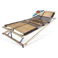 Lattenrost mit 42 Leisten, 100% Buche, 7 Zonen, MONTIERT bis 250 Kg BELASTBAR, Matratzen Perfekt, Kopfteil manuell verstellbar, Fußteil manuell verstellbar, Spar Set im Angebot vorhanden, Lattenrost mit Trio Kautschukkappen Top Lagerung der Leisten beige 1 St. x 100 cm x 200 cm x 7.5 cm