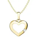 Amoonic Herzkette Halskette Damen Silber 925 Kette mit Herzanhänger und Zirkoniastein (inkl. Schmucketui), Echte Herz Silberkette Gold Rosegold vergoldet Geschenk Freundin goldfarben