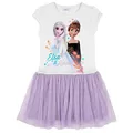Disney Eiskönigin 2 Kleid Anna und ELSA Kurzarm (Weiss-Lila, 116)