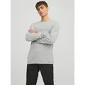 Jack & Jones Rundhalspullover JJEHILL Pullover mit angenehmem Tragegefühl Modisch, schmal, Baumwolle, Rundhals grau XL (54/56)