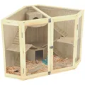 PawHut Kleintierkäfig 4-Ebenen-Design, mit Fütterungsstation, Wippe, Rampe, Hütten, 115 x 69,5 x 79 cm, Holz