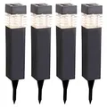 4er Set LED Außen Bereich Solar Erdspieß Leuchten Garten Laternen Steck Lampen Globo 33269-4