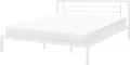 BELIANI Bett Weiß Metall mit Lattenrost 180 x 200 cm Hohes Kopfteil Ohne Fußteil Schlichtes Modernes Design Schlafzimmer Metallbett Doppelbett