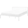 Metallbett Weiß 180 X 200 Cm Solides Gestell Fest Integrierte Lattenrost Modern