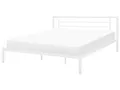 Beliani Metallbett weiß mit Lattenrost 180x200 cm hohes Kopfteil Doppelbett modern Cusset