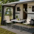 3tlg Campingmöbel Set Outdoormöbel Camping Alu L70xB50xH59cm Beige - Beige/Weiß