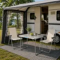 3tlg Campingmöbel Set Outdoormöbel Alu Camping L70xB50xH59cm 1x Campingtisch mit Tragegriff + 2 Campingstühle Beige