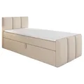 A&J MöbelLand GmbH Boxspringbett Einzelbett MOREN mit Bettkasten, Topper und gepolstertem Kopfteil. (Boxspringbett mit Bettkasten und gepolstertem Kopfteil. Inclusive Topper !, TOP ANGEBOT), Länge 216 cm Höhe 106 cm