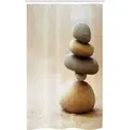 Abakuhaus Duschvorhang Badezimmer Deko Set aus Stoff mit Haken Breite 120 cm, Höhe 180 cm, Rock Calm Thema Stapel Stein Kiesel bunt
