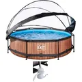 Framepool EXIT "inkl. multifunktionaler Abdeckung", braun, H:76cm Ø:300cm, Schwimmbecken, ØxH: 300x76 cm, mit Filterkartuschen-Pumpe und Abdeckung