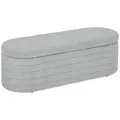 HOMCOM Sitzbank Polsterbank mit Stauraum, Teddy-Vlies-Optik, Bettbank mit Holzbeine, Truhenbank für Schlafzimmer, Wohnzimmer, Flur, 116 x 41 x 40,5 cm, Hellgrau