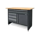 Weber Werkbank 120x60 cm mit Holzarbeitsplatte - stabile Werkstattbank mit Schubladen & abschließbarem Fach 300 kg Tragkraft