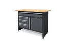 Weber Werkbank 120x60 cm mit Holzarbeitsplatte – stabile Werkstattbank mit Schubladen & abschließbarem Fach 300 kg Tragkraft