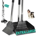 Bamda Hundekotschaufel, Dog Poop Scooper für Hundekot mit Verstellbarem Langem Griff, Tablett, Harke, Spaten, Kotschaufel aus Metall für Große Mittelgroße Kleine Hunde, Rasen Schmutz Kies-3er Pack