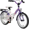 BIKESTAR Kinder Fahrrad ab 4 Jahre | 16 Zoll Classic Kinderrad | Lila Weiß