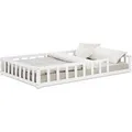 Homestyle4u Kinderbett Weiß mit Rausfallschutz 120x200 cm Bodenbett Lattenrost 2838