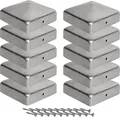 Pfostenkappen 12x12 cm - 10 Stück, 120x120 mm, Zaunpfosten Metall/Zaunpfosten verzinkt, Pyramiden Form - Pfostenabdeckung 12x12 / Kappen für Holzpfosten/Abdeckkappen für Zaunpfosten mit Schrauben