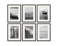 PHOTOLINI Bilderrahmen 6er Set 30x40 cm Modern Schmal mit Passepartout